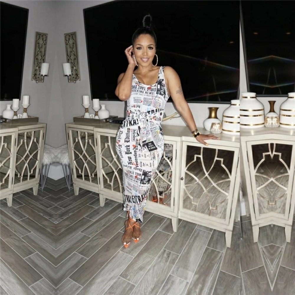 Newspaper print dress